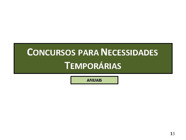 CONCURSOS PARA NECESSIDADES TEMPORÁRIAS ANUAIS 13 CONCURSOS PARA NECESSIDADES TEMPORÁRIAS ANUAIS 13