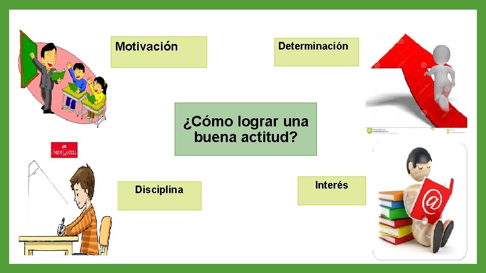 Motivación Determinación ¿Cómo lograr una buena actitud? Disciplina Interés 