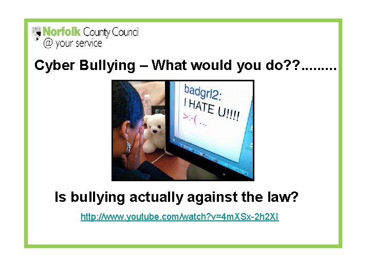 Cyber Bullying – What would you do? ? . . Is bullying actually against
