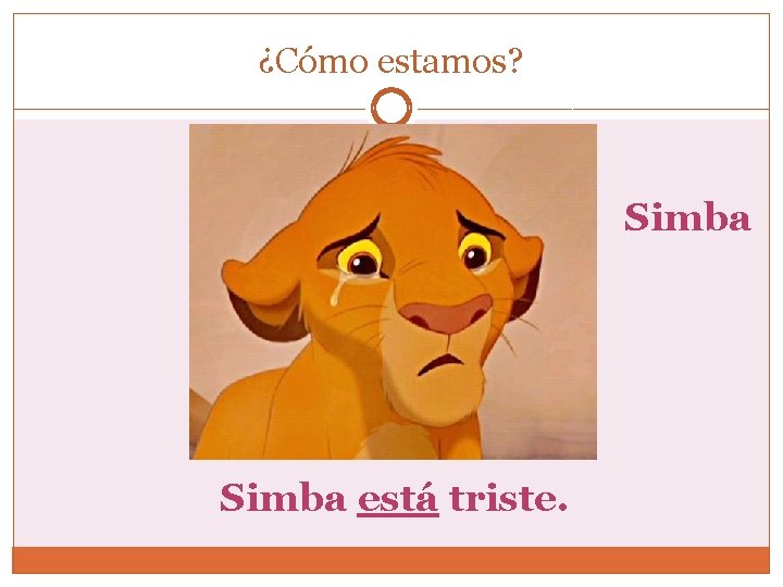 ¿Cómo estamos? Simba está triste. 