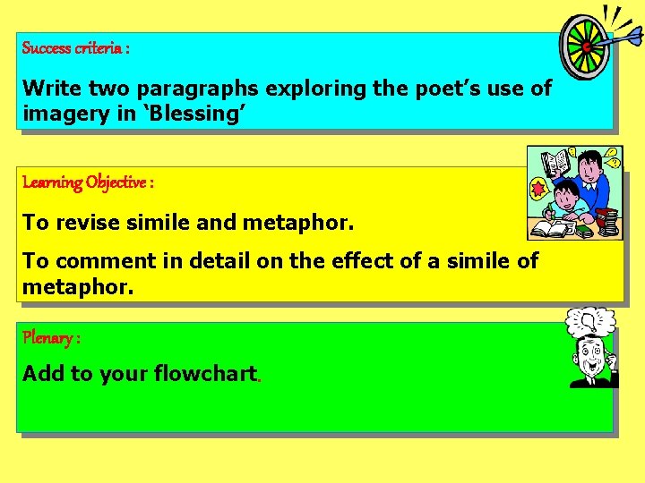 Success criteria : Write two paragraphs exploring the poet’s use of imagery in ‘Blessing’ Success criteria : Write two paragraphs exploring the poet’s use of imagery in ‘Blessing’