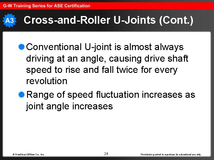 Cross-and-Roller U-Joints (Cont. ) Conventional U-joint is almost always driving at an angle, causing
