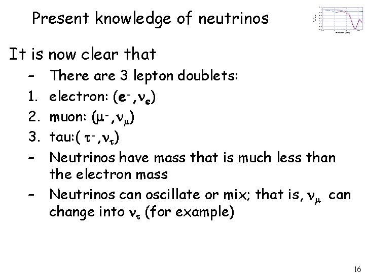 Present knowledge of neutrinos It is now clear that – 1. 2. 3. –