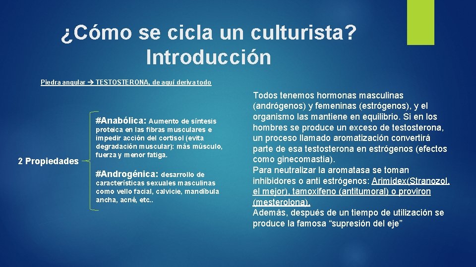 ¿Cómo se cicla un culturista? Introducción Piedra angular TESTOSTERONA, de aquí deriva todo #Anabólica: