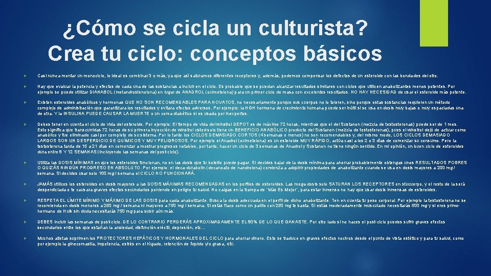 ¿Cómo se cicla un culturista? Crea tu ciclo: conceptos básicos Ø Casi nunca montar