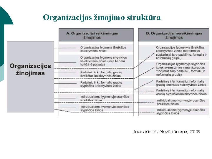 Organizacijos žinojimo struktūra Jucevičienė, Mozūriūnienė, 2009 