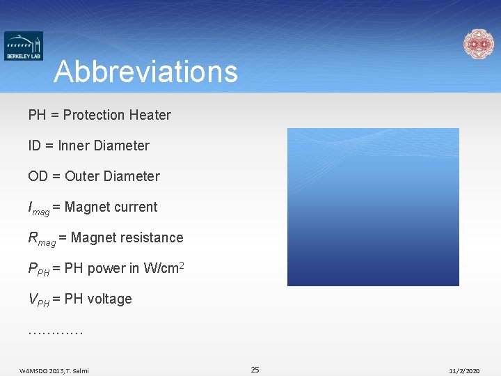 Abbreviations PH = Protection Heater ID = Inner Diameter OD = Outer Diameter Imag