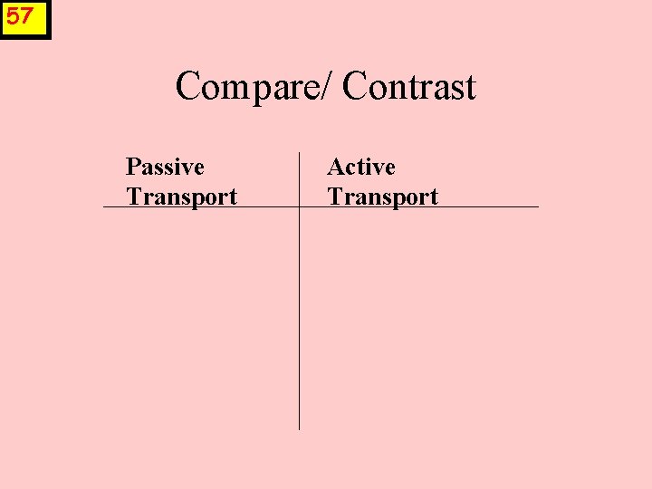 57 Compare/ Contrast Passive Transport Active Transport 