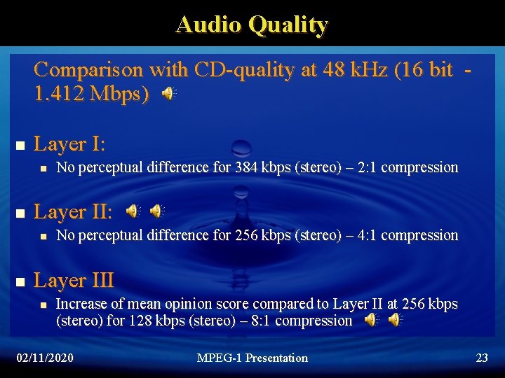 Audio Quality Comparison with CD-quality at 48 k. Hz (16 bit - 1. 412