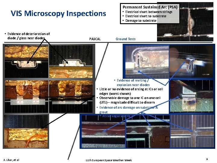 VIS Microscopy Inspections • Evidence of deterioration of diode / glass near diodes PASCAL