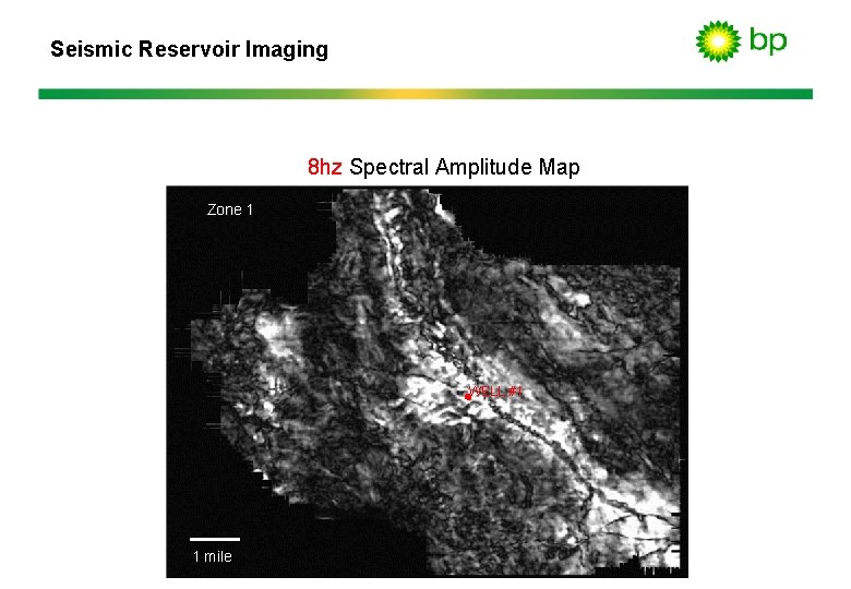 Seismic Reservoir Imaging 8 hz Spectral Amplitude Map Zone 1 WELL #1 1 mile