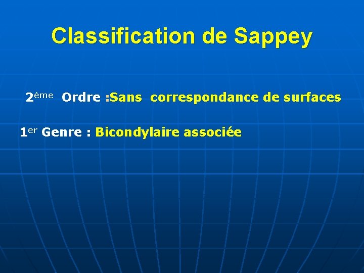 Classification de Sappey 2ème Ordre : Sans correspondance de surfaces 1 er Genre :