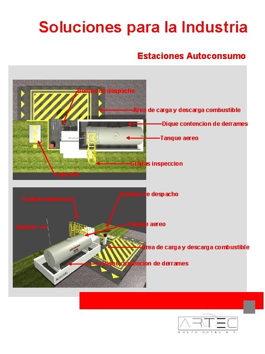 Soluciones para la Industria Estaciones Autoconsumo Bomba de despacho Area de carga y descarga