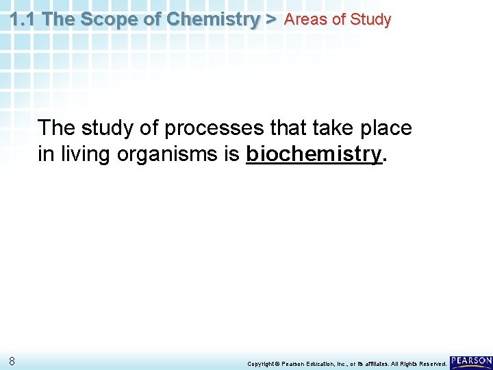 1. 1 The Scope of Chemistry > Areas of Study The study of processes