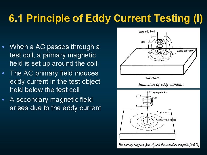 6. 1 Principle of Eddy Current Testing (I) • When a AC passes through