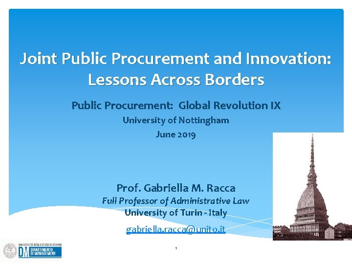 Joint Public Procurement and Innovation: Lessons Across Borders Public Procurement: Global Revolution IX University