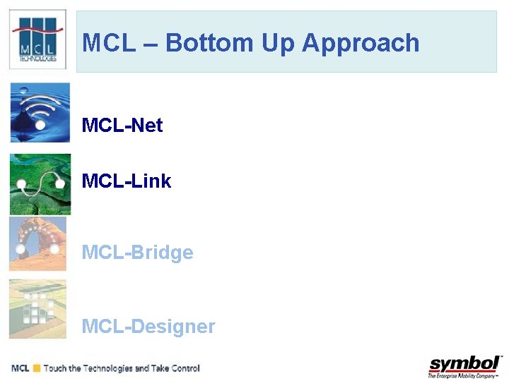 MCL – Bottom Up Approach MCL-Net Communication Layer • Deployment of data collection applications