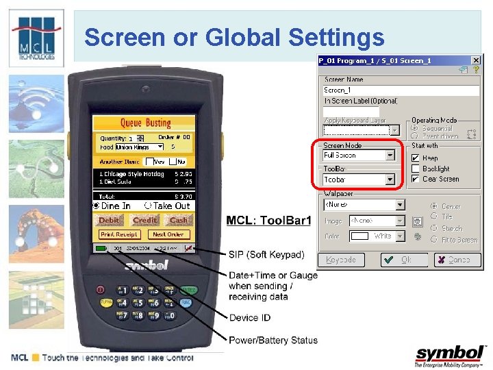 Screen or Global Settings 