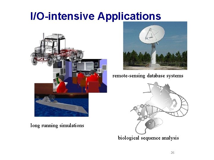 I/O-intensive Applications remote-sensing database systems long running simulations biological sequence analysis 26 