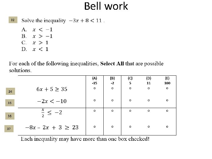 Bell work 