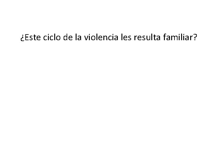 ¿Este ciclo de la violencia les resulta familiar? 