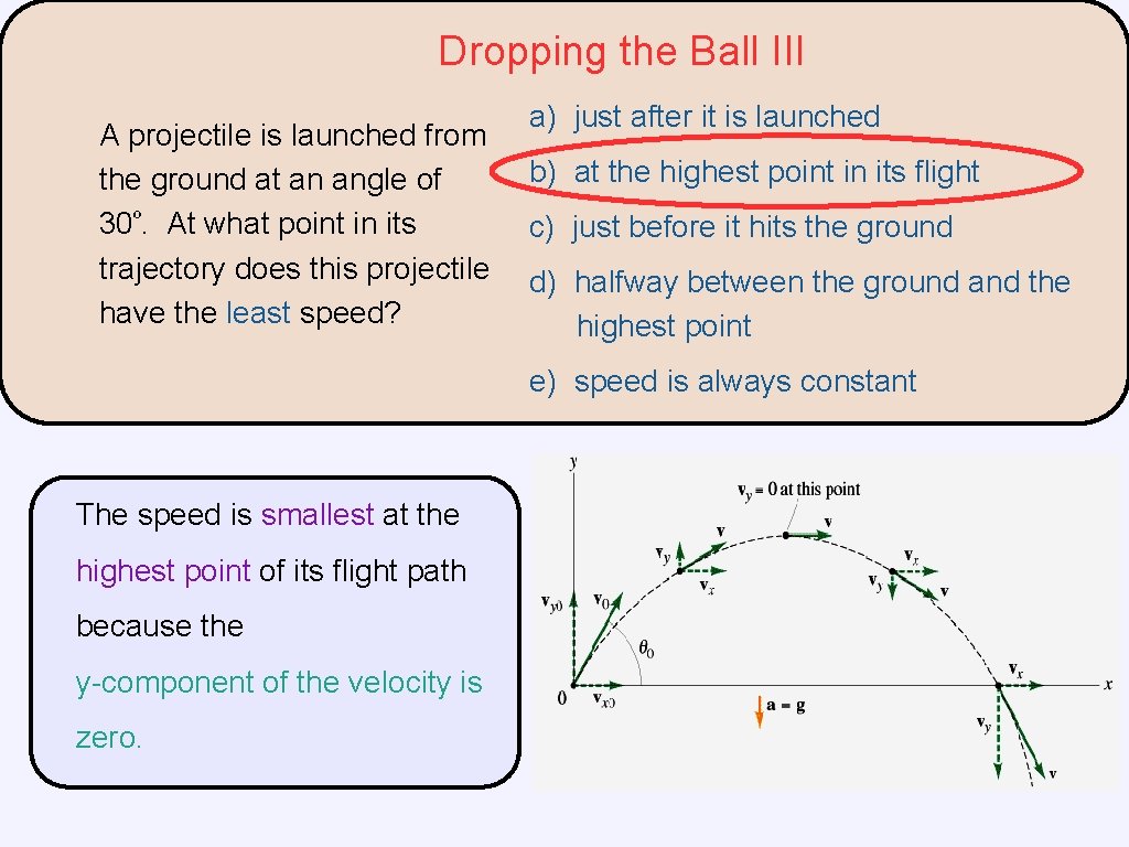 Dropping the Ball III A projectile is launched from the ground at an angle Dropping the Ball III A projectile is launched from the ground at an angle