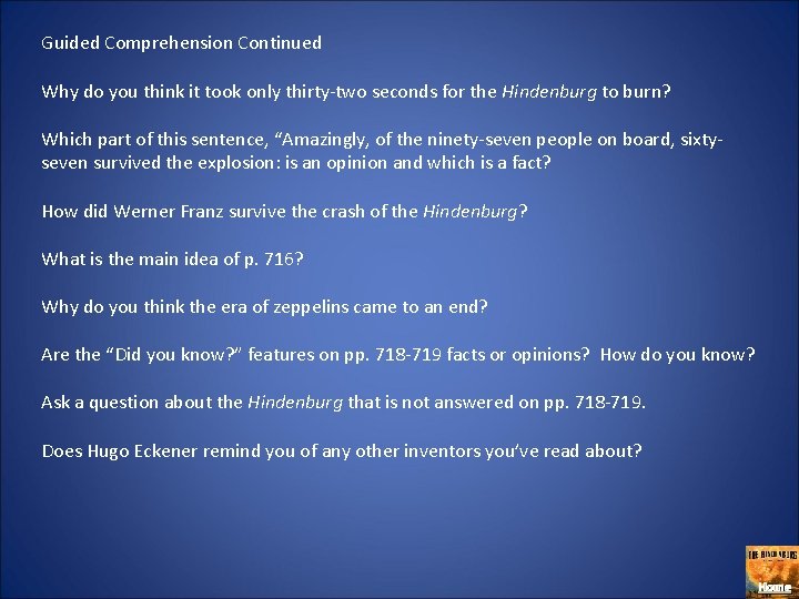 Guided Comprehension Continued Why do you think it took only thirty-two seconds for the