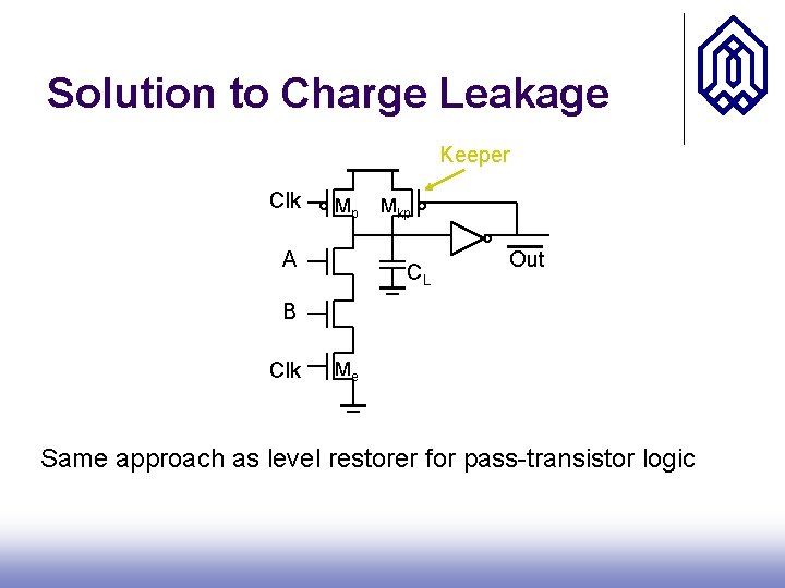 Solution to Charge Leakage Keeper Clk Mp A Mkp CL Out B Clk Me
