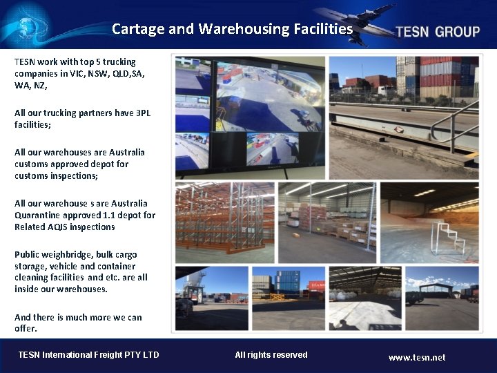  Cartage and Warehousing Facilities TESN work with top 5 trucking companies in VIC,