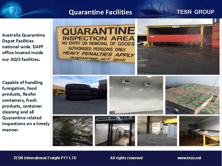  Quarantine Facilities Australia Quarantine Depot Facilities national wide. DAFF office located inside our