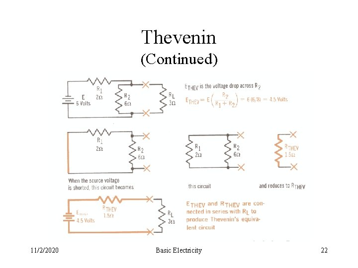 Thevenin (Continued) 11/2/2020 Basic Electricity 22 