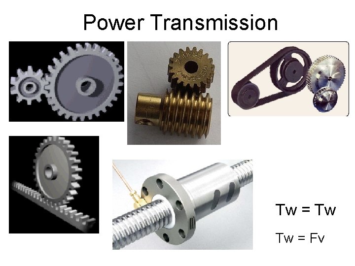 Power Transmission Tw = Tw Tw = Fv 