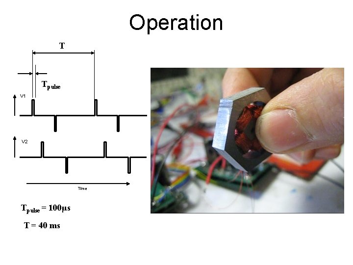 Operation T Tpulse V 1 V 2 Time Tpulse = 100μs T = 40