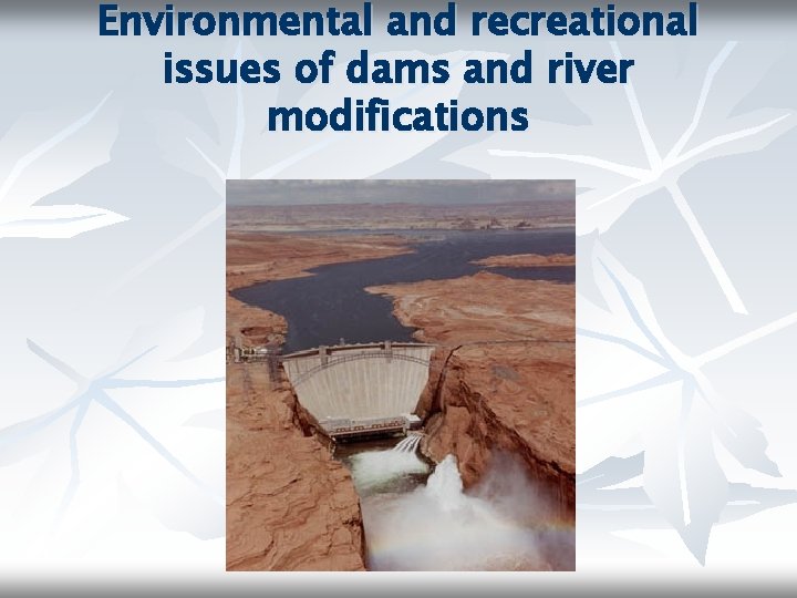 Environmental and recreational issues of dams and river modifications 