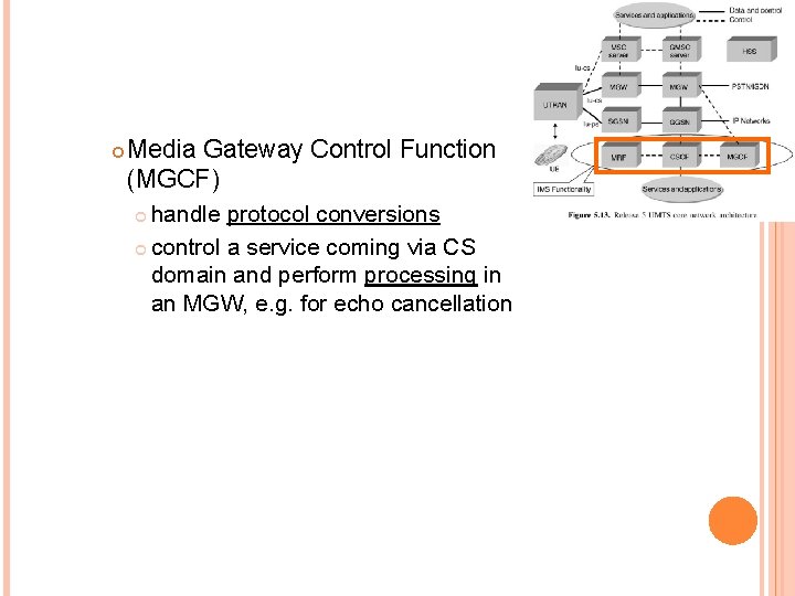  Media Gateway Control Function (MGCF) handle protocol conversions control a service coming via