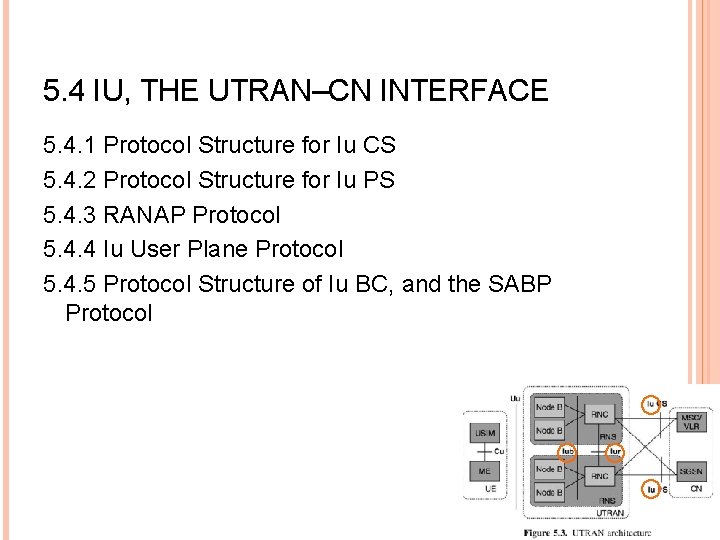 5. 4 IU, THE UTRAN–CN INTERFACE 5. 4. 1 Protocol Structure for Iu CS