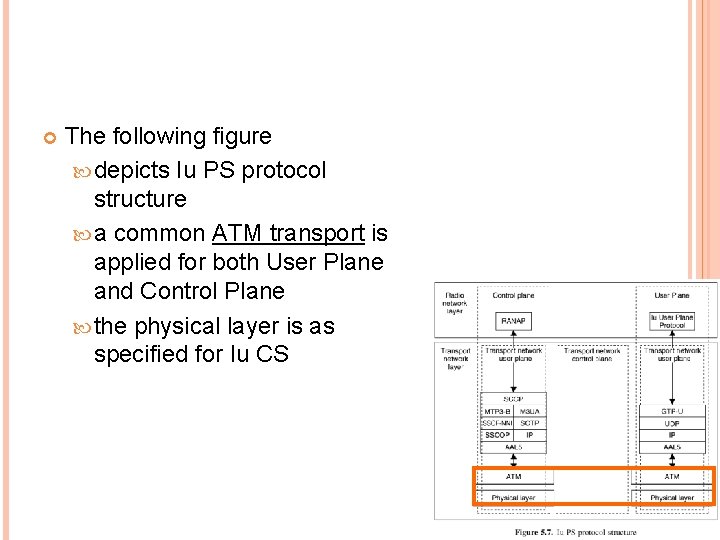  The following figure depicts Iu PS protocol structure a common ATM transport is