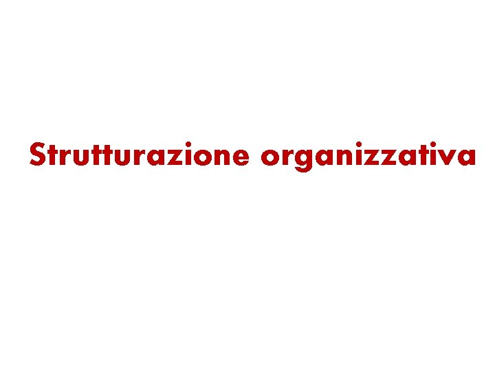 Strutturazione organizzativa 