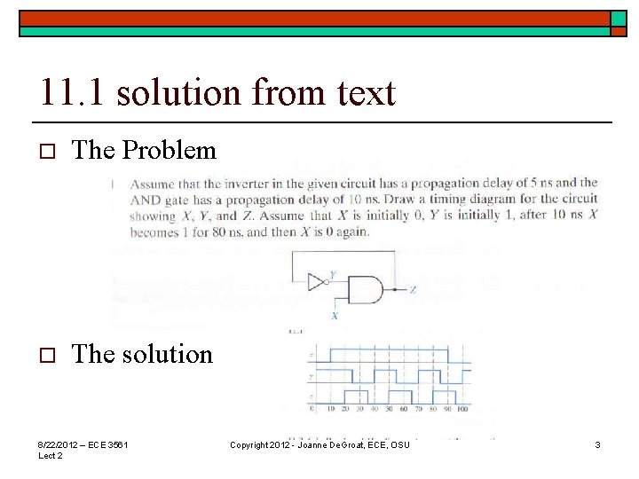 11. 1 solution from text o The Problem o The solution 8/22/2012 – ECE 11. 1 solution from text o The Problem o The solution 8/22/2012 – ECE