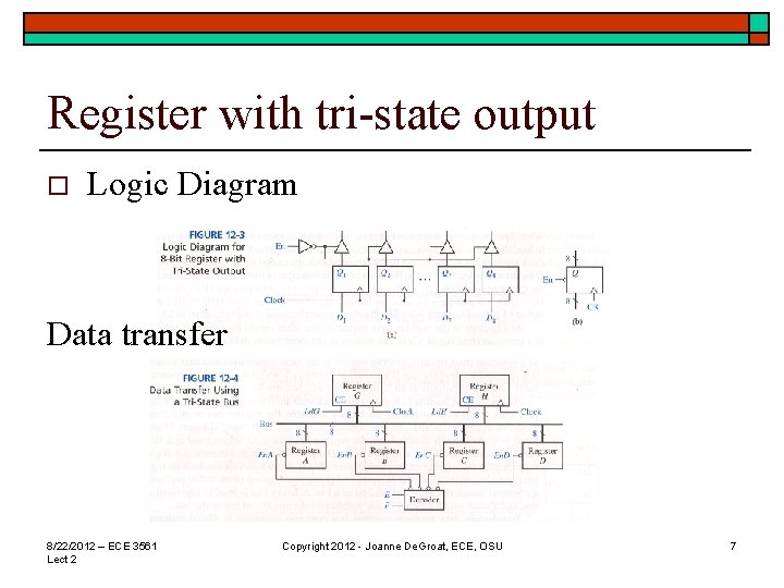 Register with tri-state output o Logic Diagram Data transfer 8/22/2012 – ECE 3561 Lect Register with tri-state output o Logic Diagram Data transfer 8/22/2012 – ECE 3561 Lect