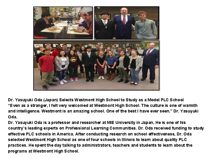 Dr. Yasuyuki Oda (Japan) Selects Westmont High School to Study as a Model PLC