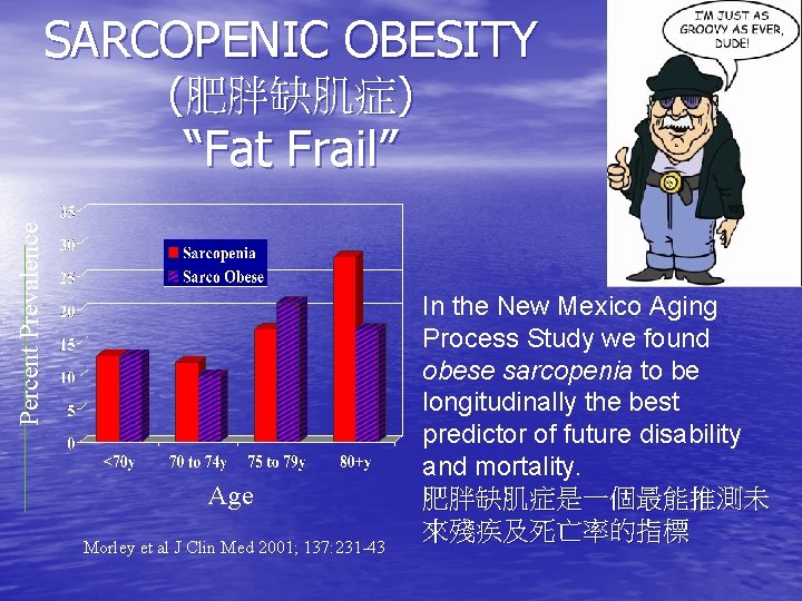 SARCOPENIC OBESITY (肥胖缺肌症) Percent Prevalence “Fat Frail” Age Morley et al J Clin Med