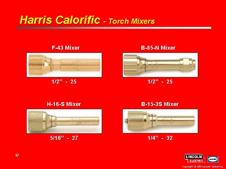 Harris Calorific - Torch Mixers F-43 Mixer B-85 -N Mixer 1/2” - 25 H-16