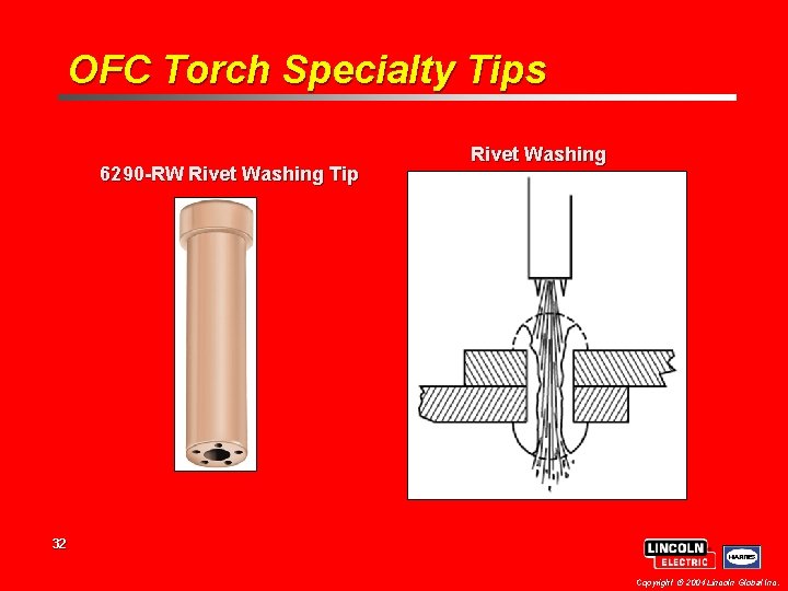 OFC Torch Specialty Tips 6290 -RW Rivet Washing Tip Rivet Washing 32 Copyright 2004