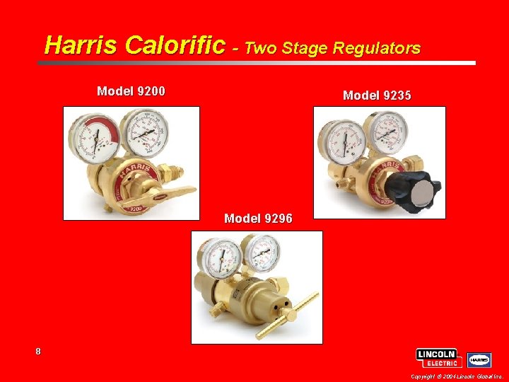 Harris Calorific - Two Stage Regulators Model 9200 Model 9235 Model 9296 8 Copyright