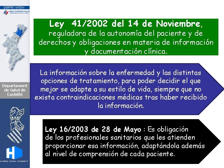 Ley 41/2002 del 14 de Noviembre, reguladora de la autonomía del paciente y de