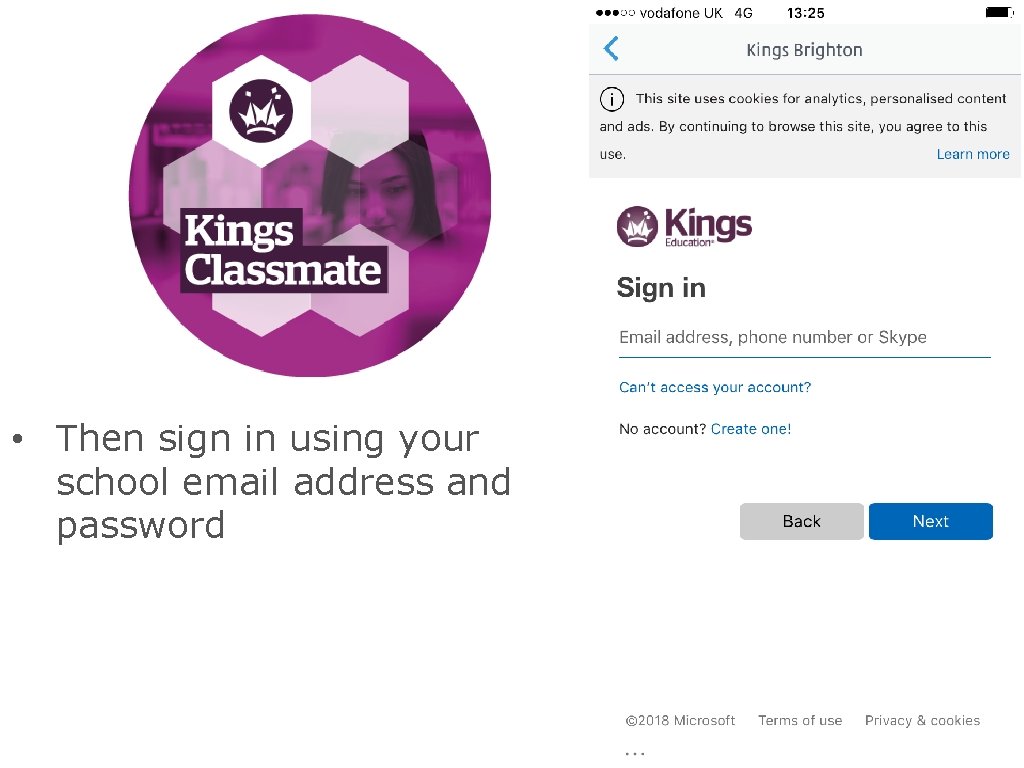 CLASSMATE • Then sign in using your school email address and password 