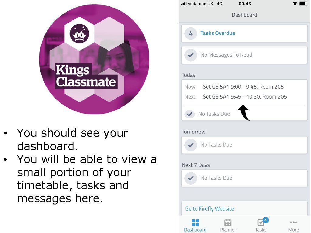 CLASSMATE • You should see your dashboard. • You will be able to view