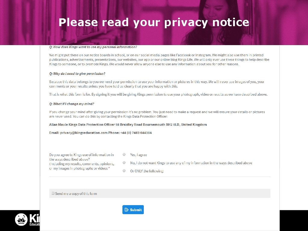 Please read your privacy notice 