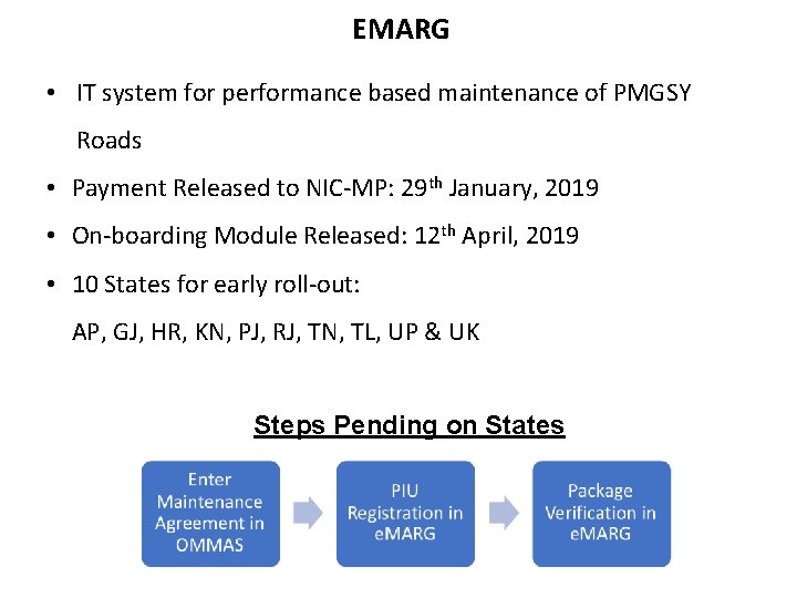 EMARG • IT system for performance based maintenance of PMGSY Roads • Payment Released